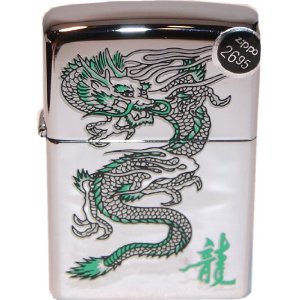 海淘Zippo Lighter 250 Dragon Green